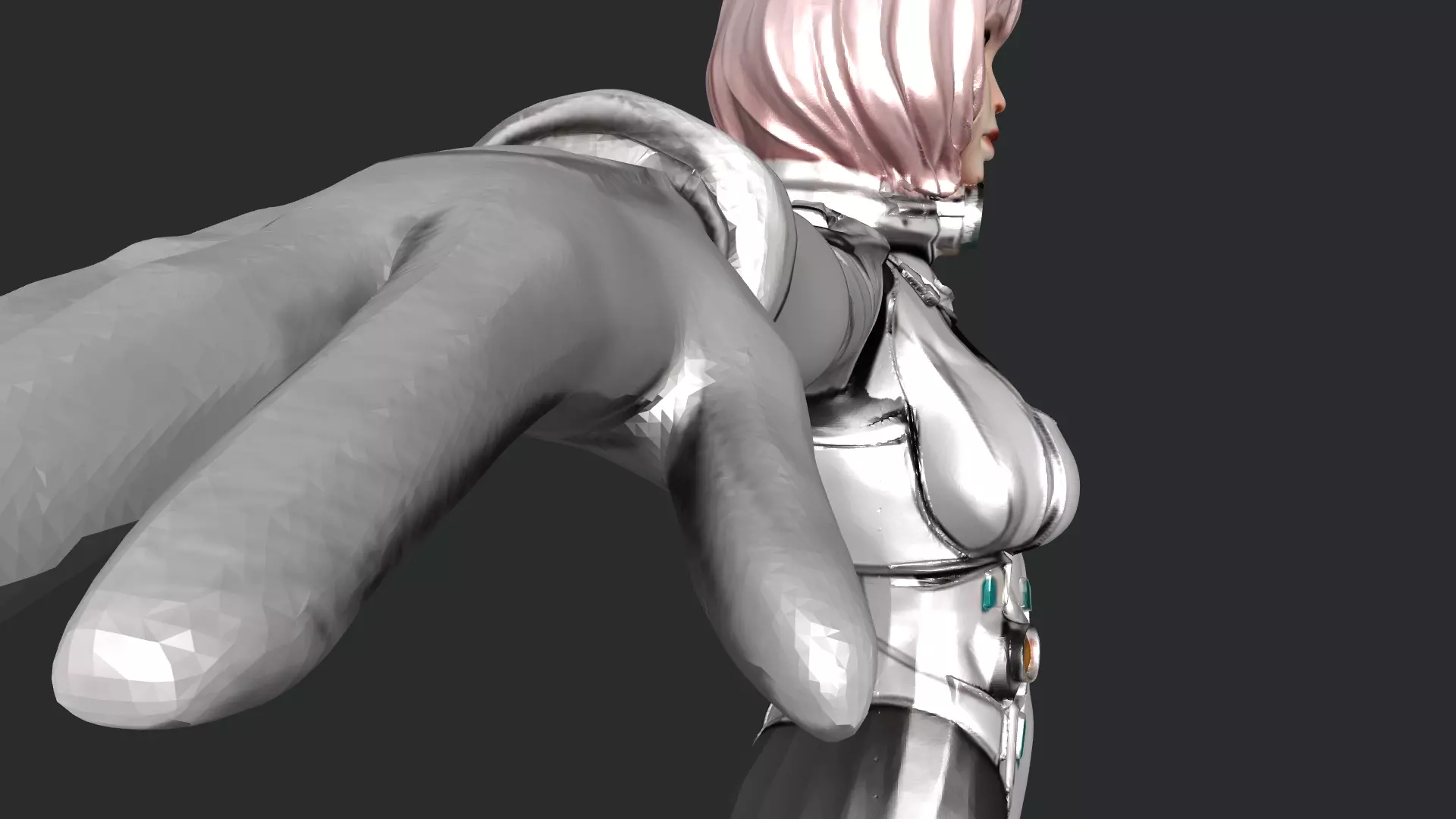 Sci-Fi Anime Catgirl Character 3D Model PBR Textured Low-poly 3D model_9