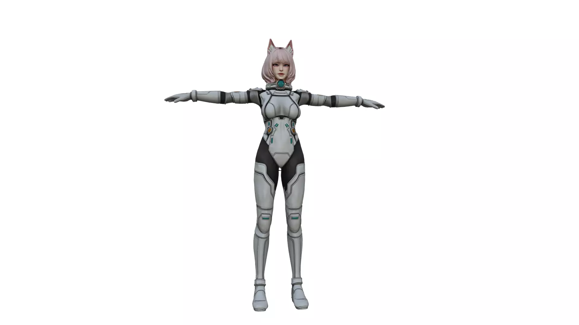 Sci-Fi Anime Catgirl Character 3D Model PBR Textured Low-poly 3D model_8