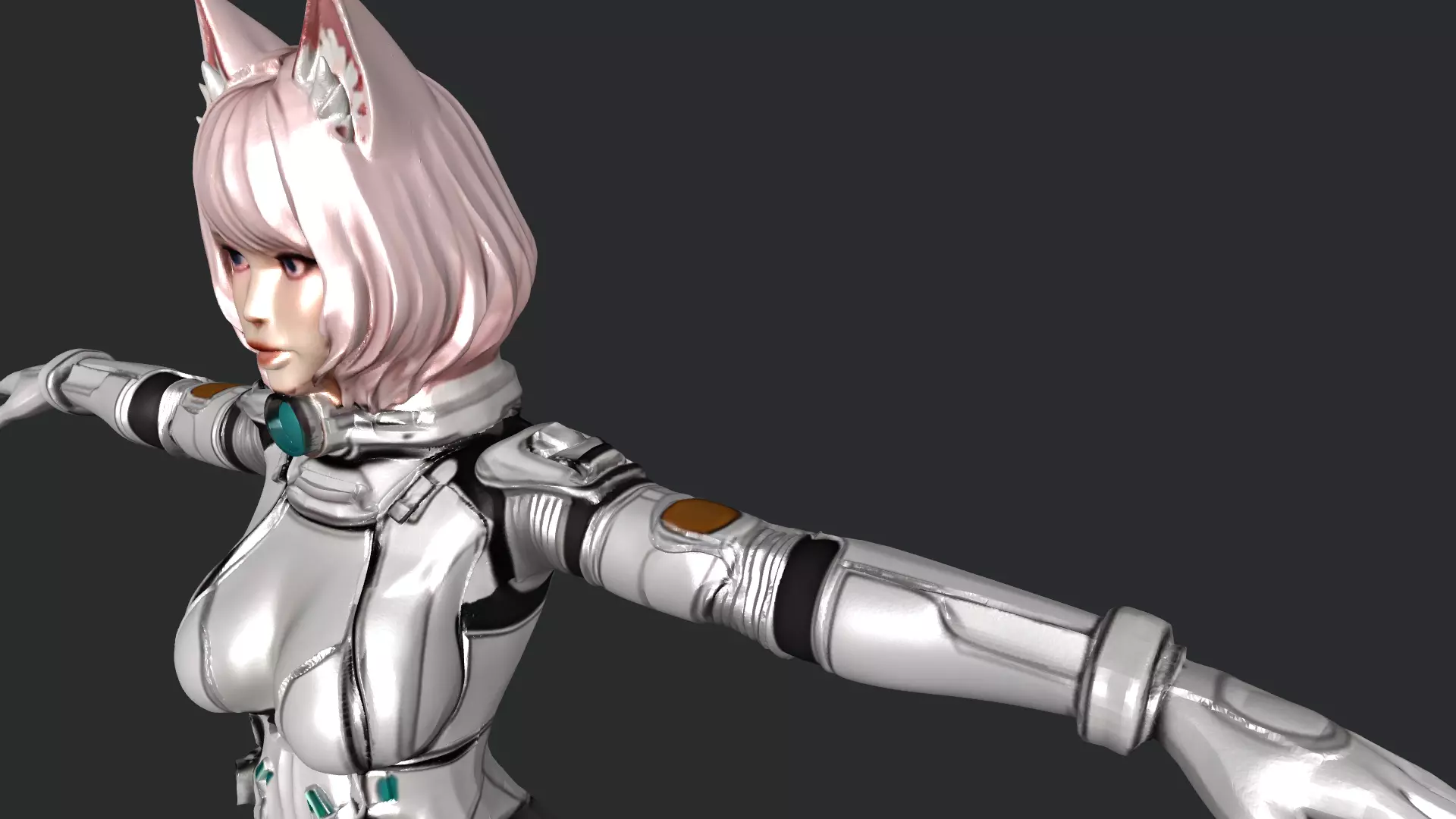 Sci-Fi Anime Catgirl Character 3D Model PBR Textured Low-poly 3D model_13