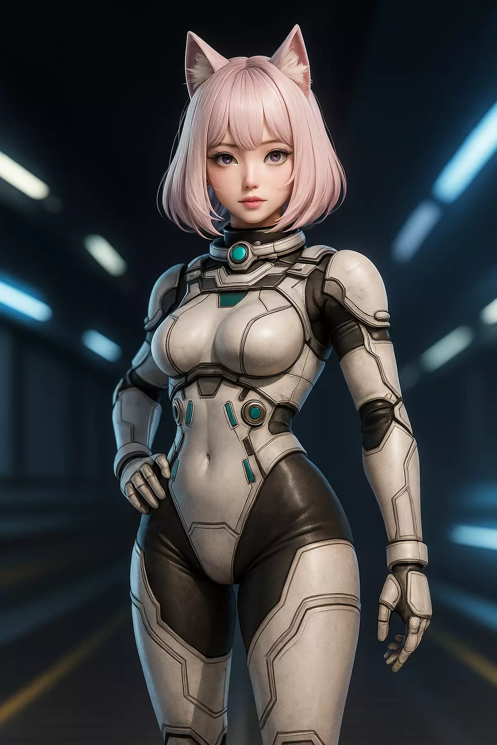 Sci-Fi Anime Catgirl Character 3D Model PBR Textured Low-poly 3D model_7