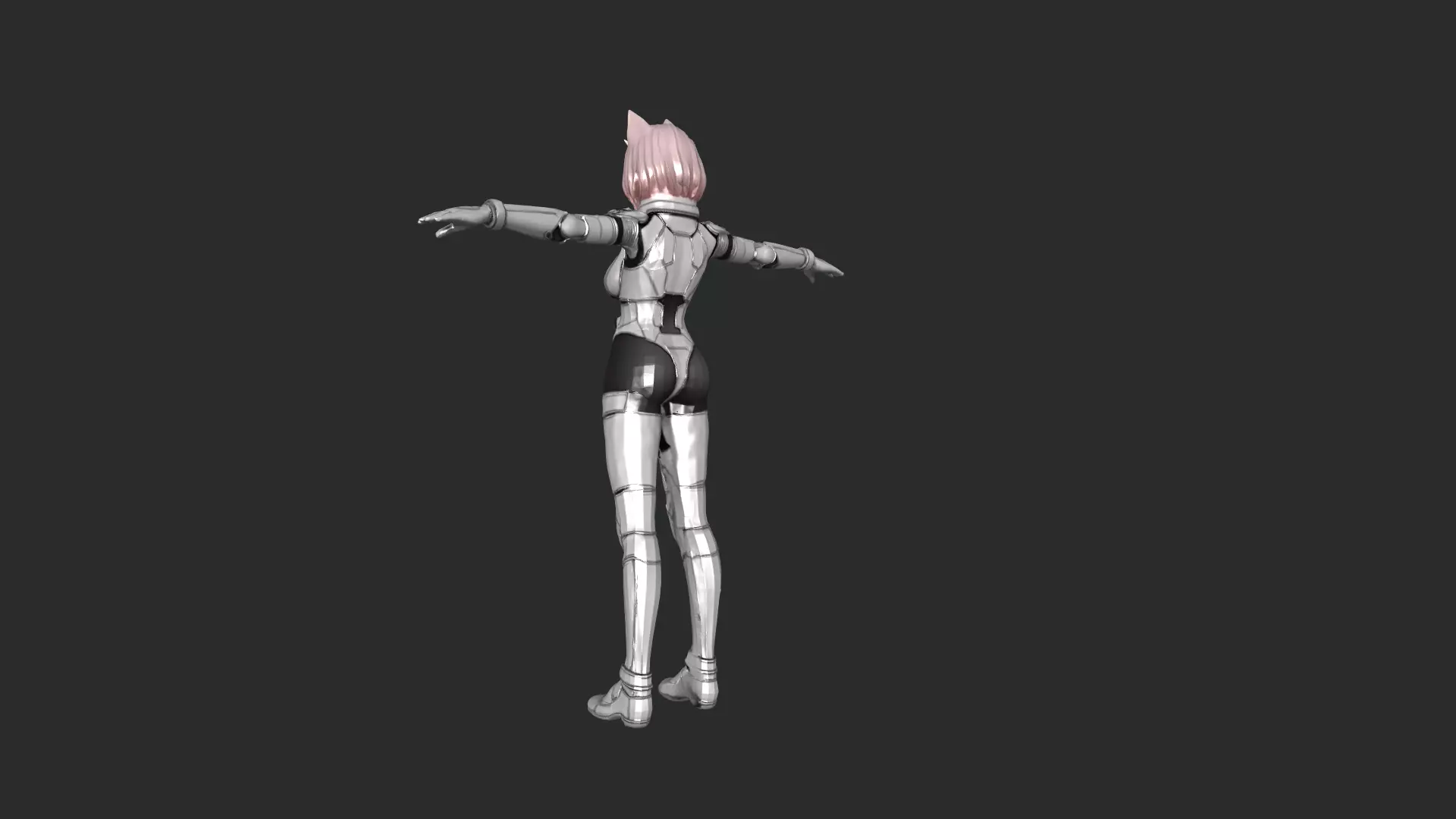 Sci-Fi Anime Catgirl Character 3D Model PBR Textured Low-poly 3D model_15