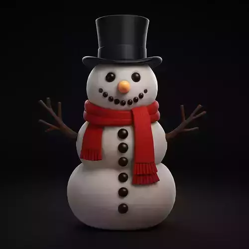 Snowman Model with Hat Scarf and Buttons  Festive Winter  3D print model