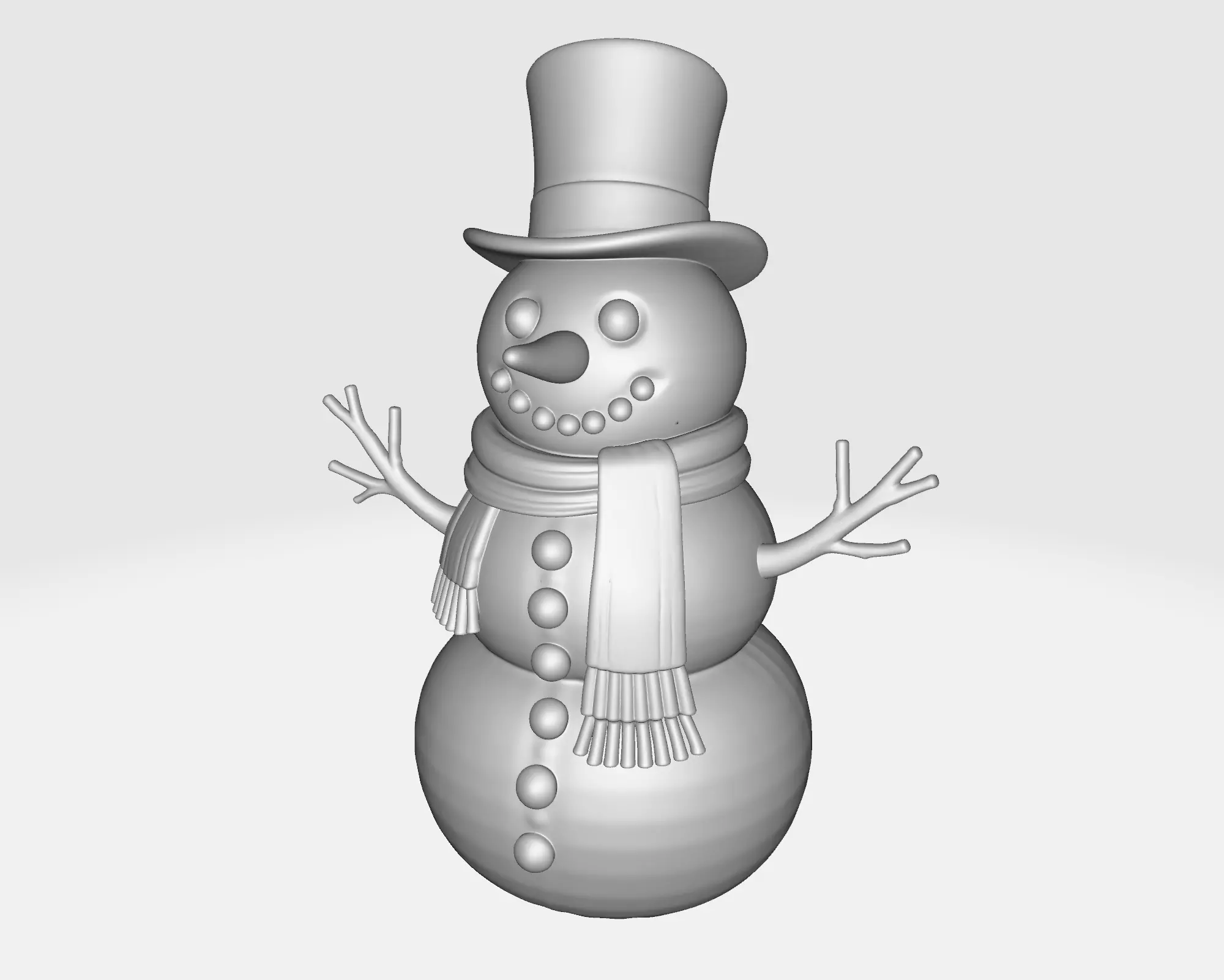 Snowman Model with Hat Scarf and Buttons  Festive Winter  3D print model_1