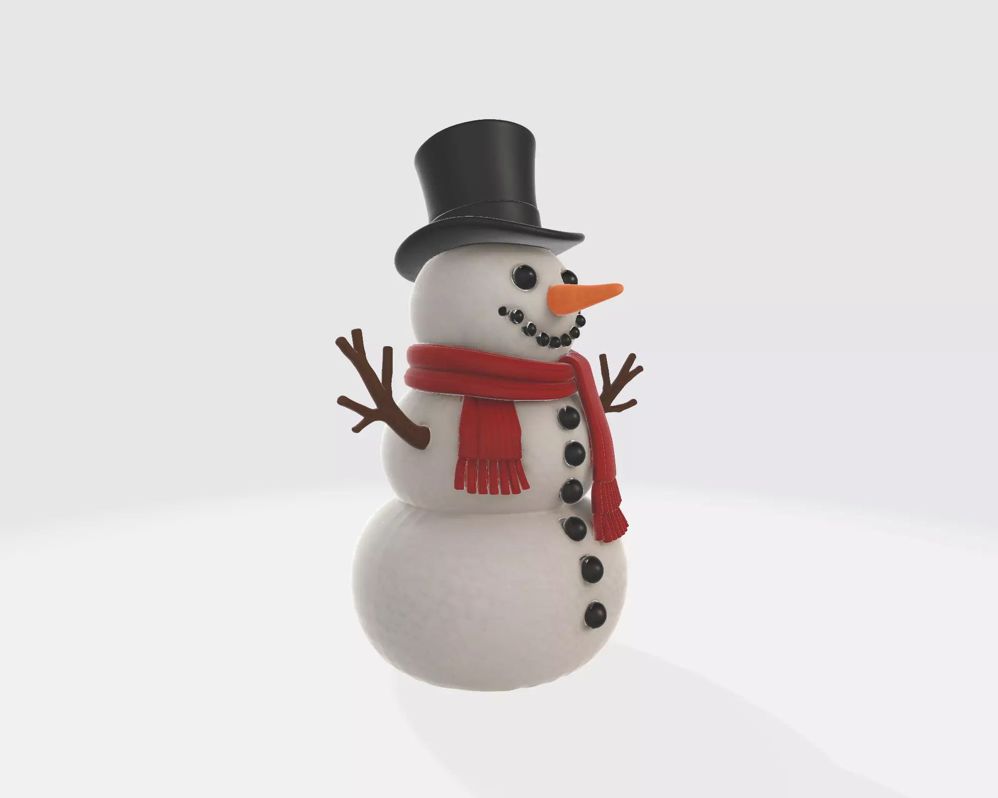 Snowman Model with Hat Scarf and Buttons  Festive Winter  3D print model_8