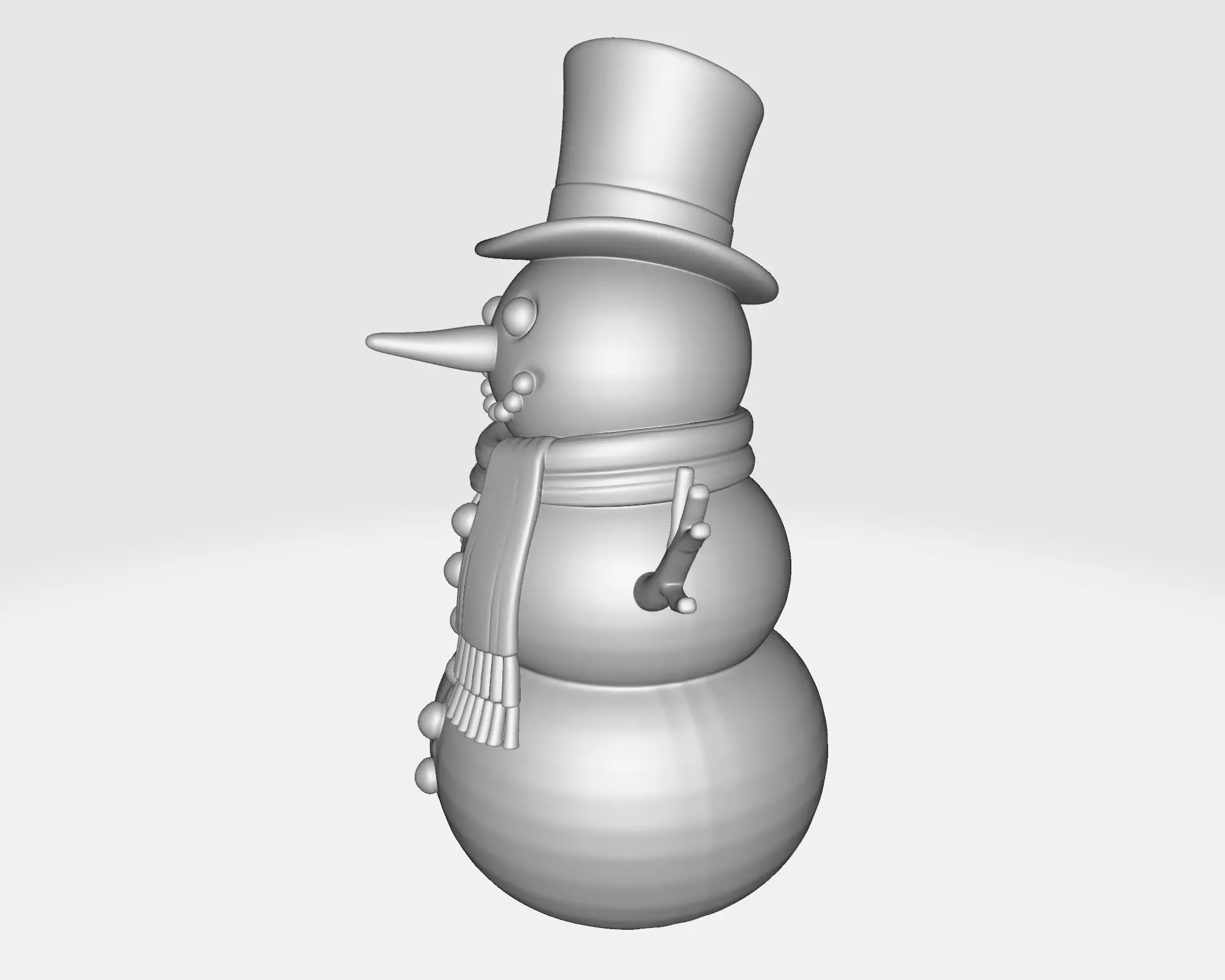 Snowman Model with Hat Scarf and Buttons  Festive Winter  3D print model_3