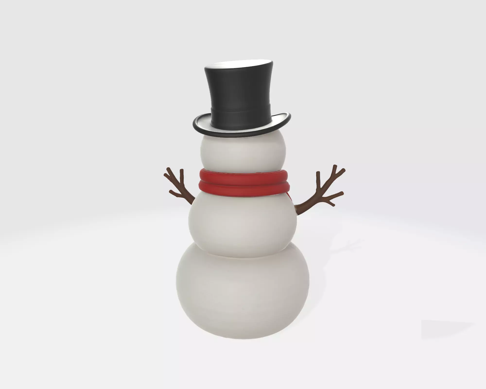 Snowman Model with Hat Scarf and Buttons  Festive Winter  3D print model_7