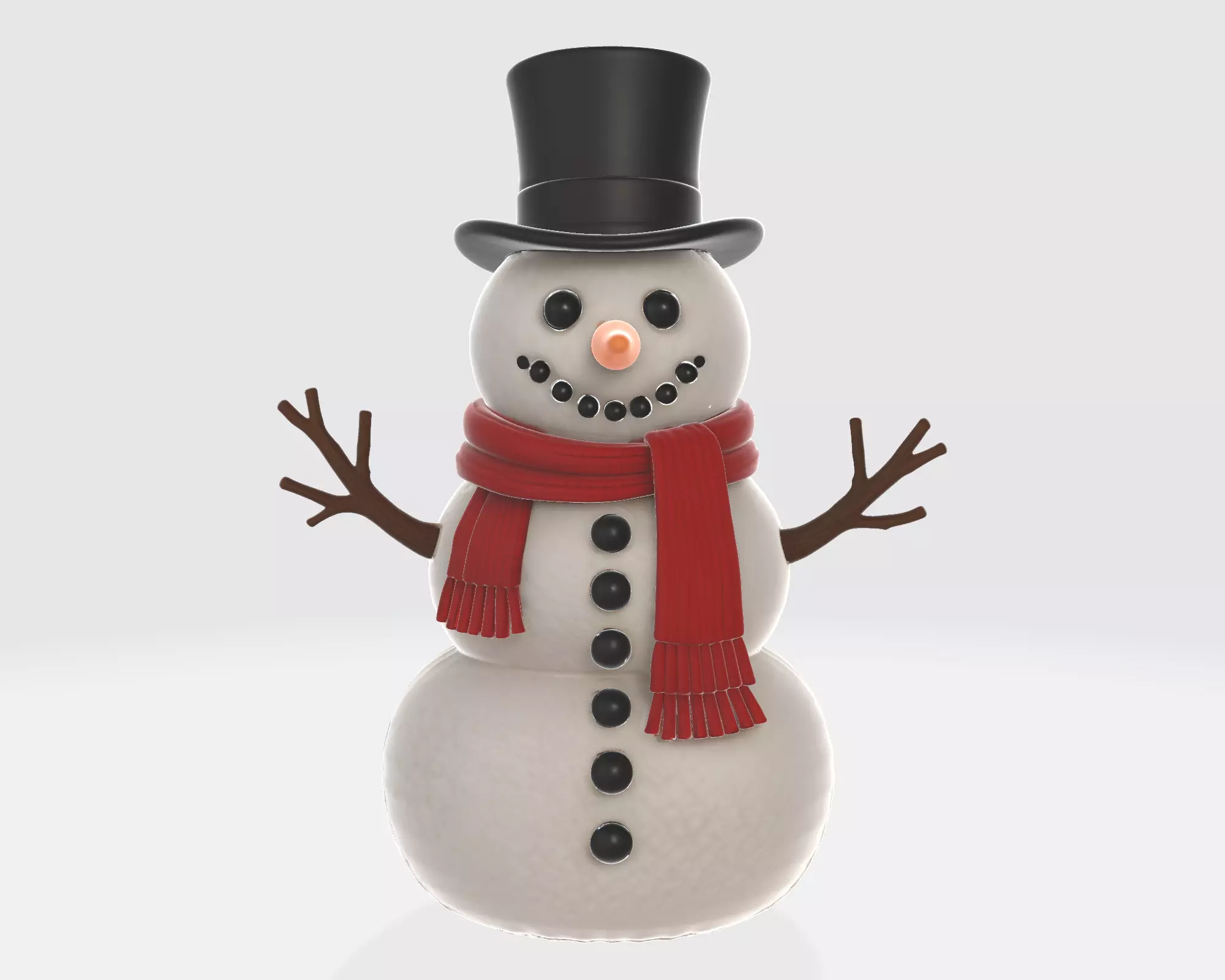 Snowman Model with Hat Scarf and Buttons  Festive Winter  3D print model_5