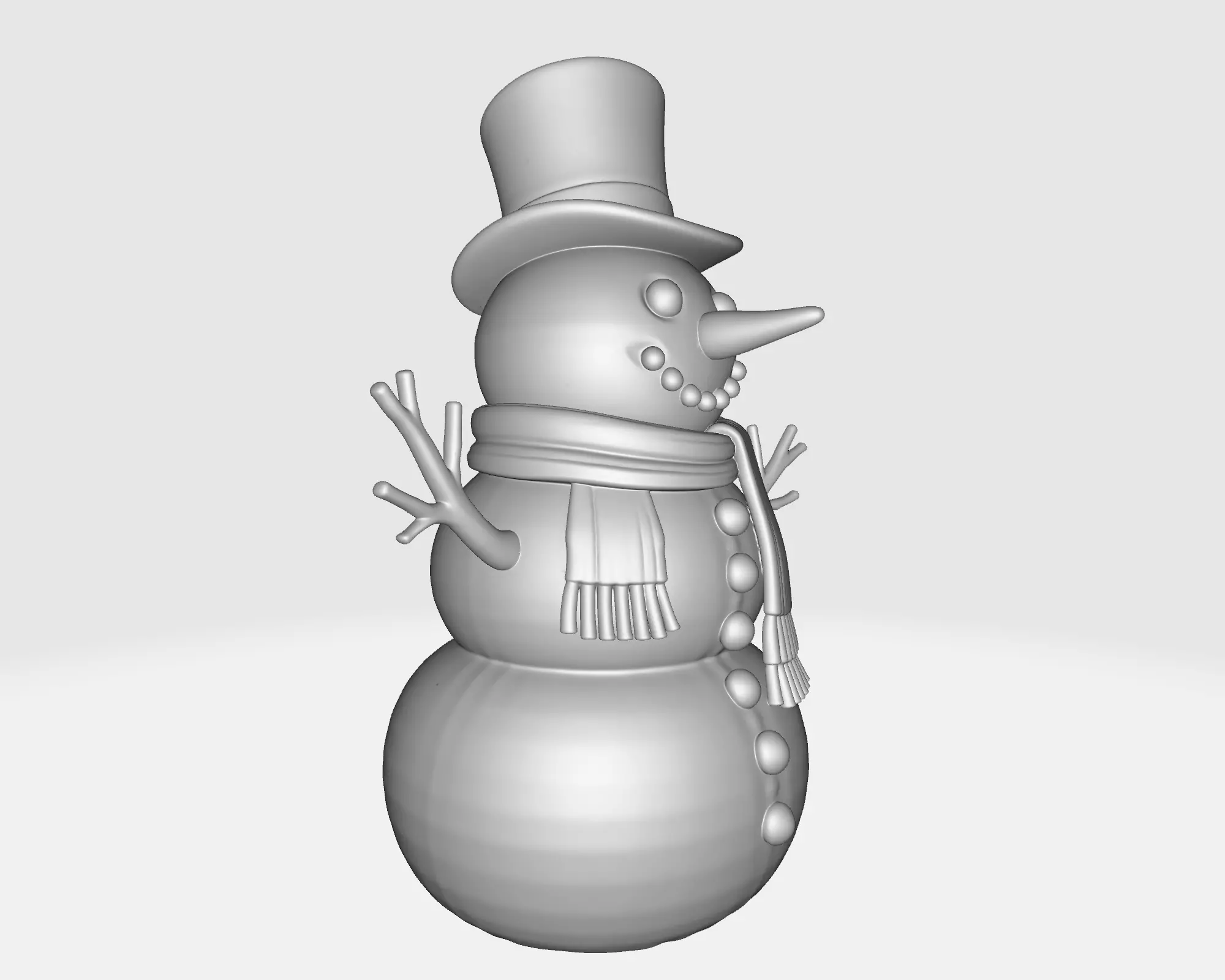 Snowman Model with Hat Scarf and Buttons  Festive Winter  3D print model_2