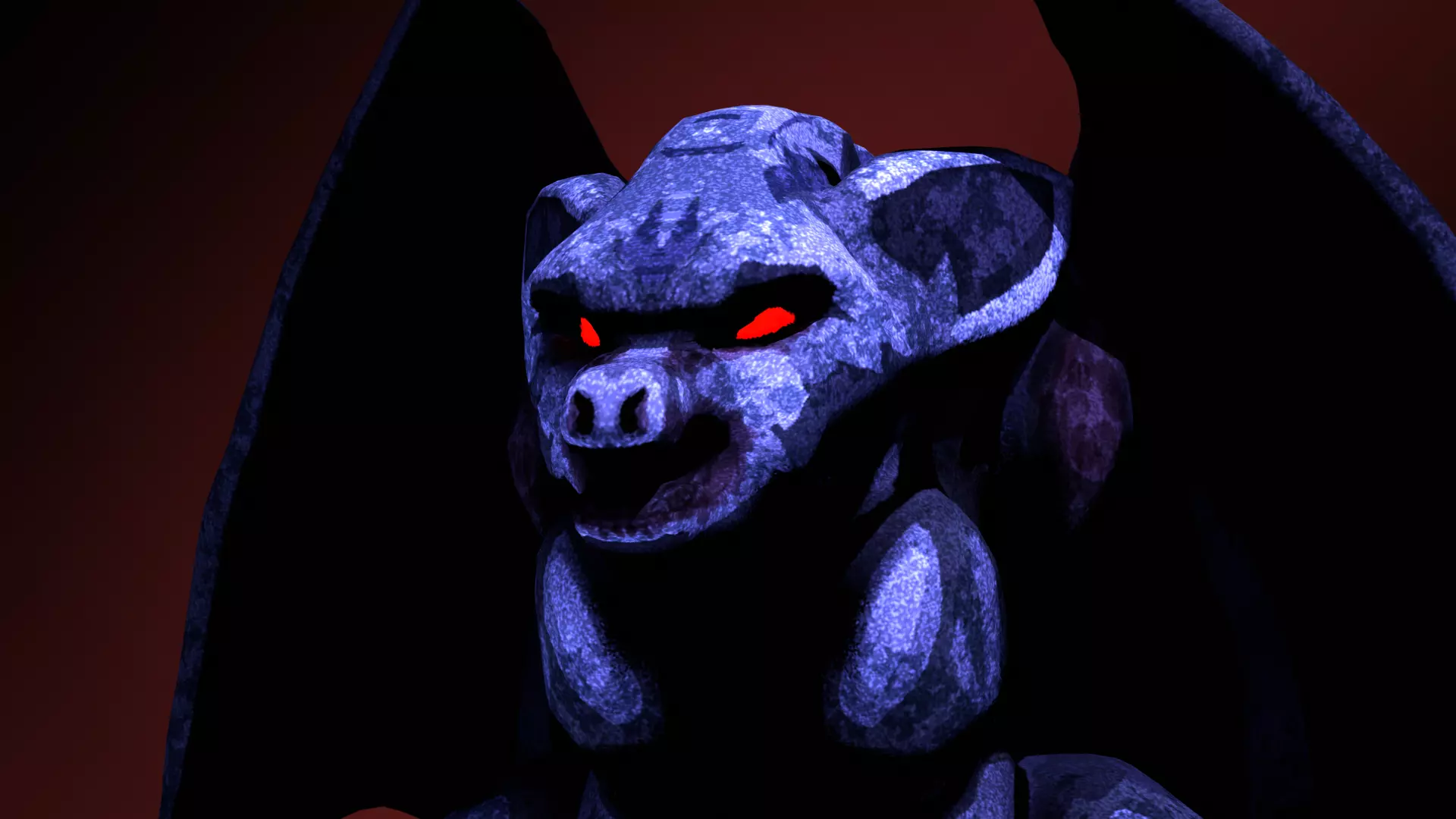 Gothic Gargoyle Statue Stylized Creature for Dark Fantasy Scene 3D model_4