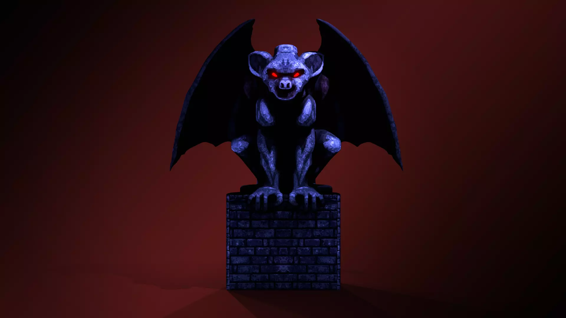 Gothic Gargoyle Statue Stylized Creature for Dark Fantasy Scene 3D model_1
