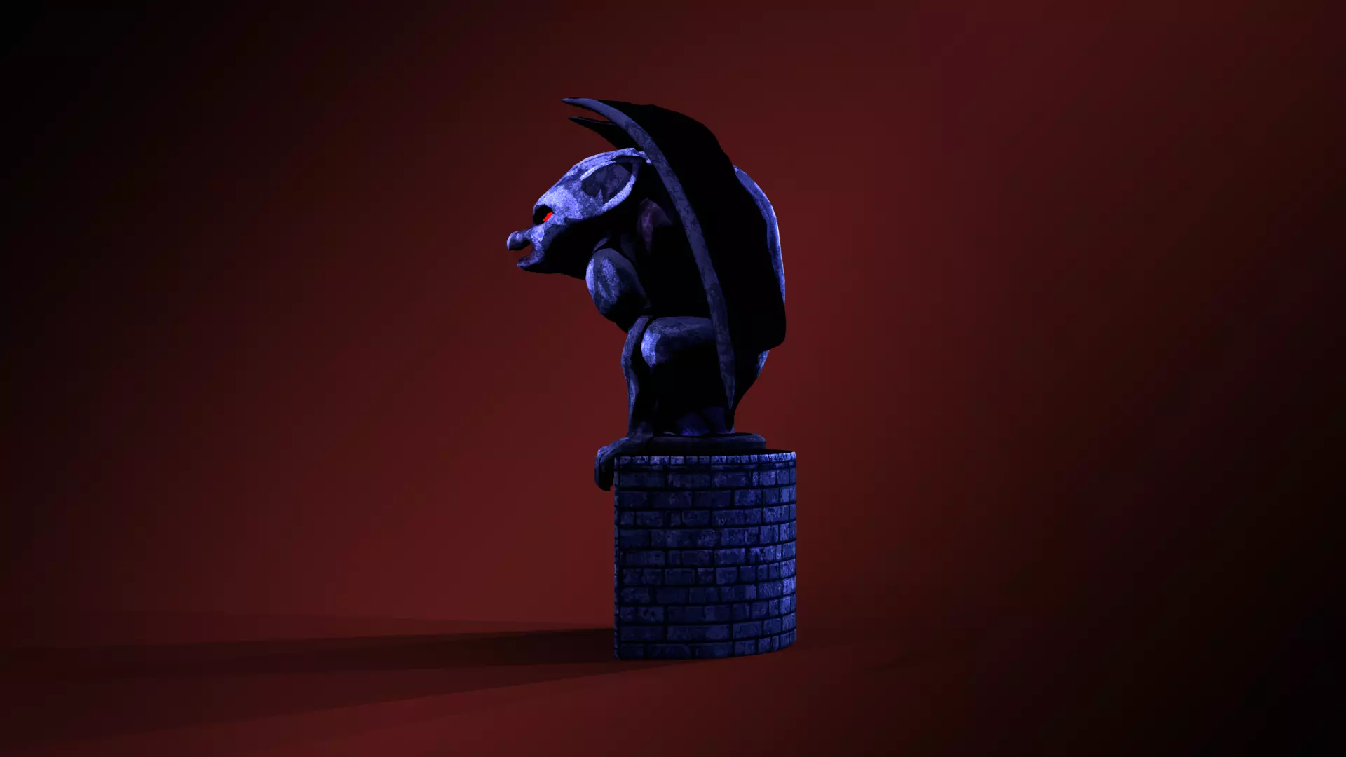 Gothic Gargoyle Statue Stylized Creature for Dark Fantasy Scene 3D model_3