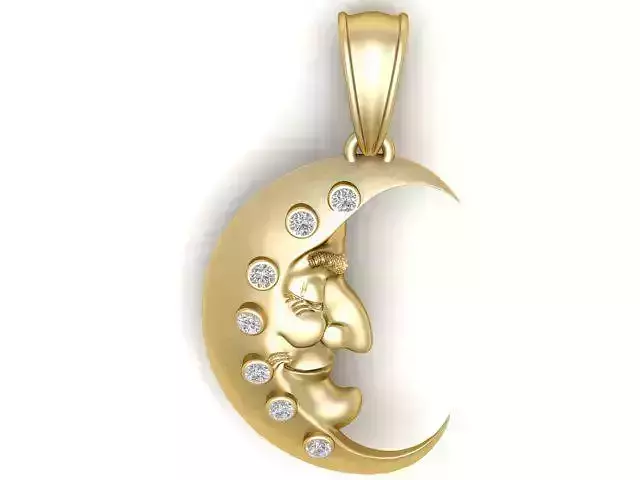 Golden Moon Pendant 3D Printable Model