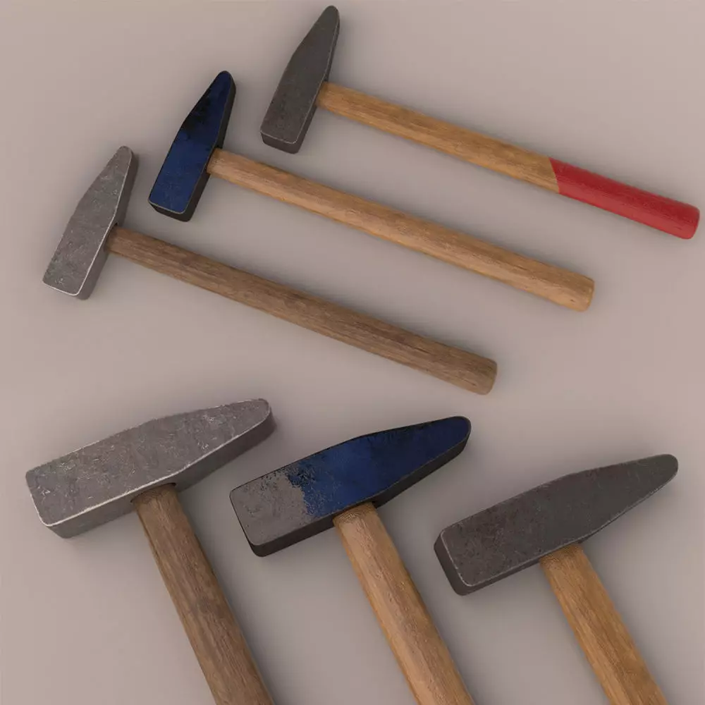 Hammers hammer with wooden handle Low-poly 3D model