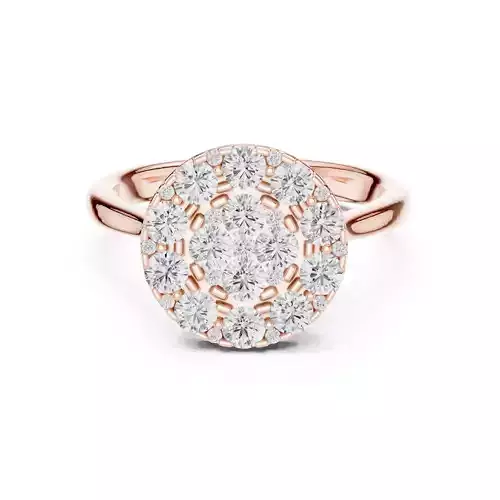 Round Cut Cluster Diamond Engagement Ring ALL SIZES STL Video