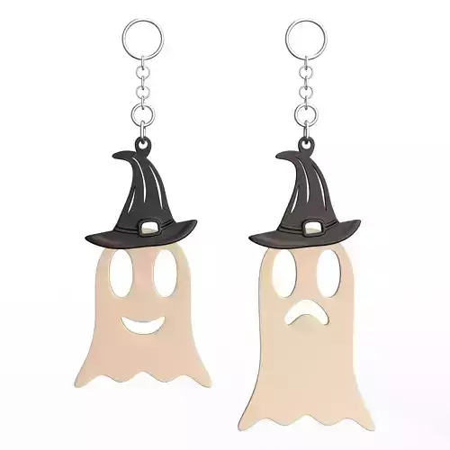 Ghost Charm with Hat Keychain