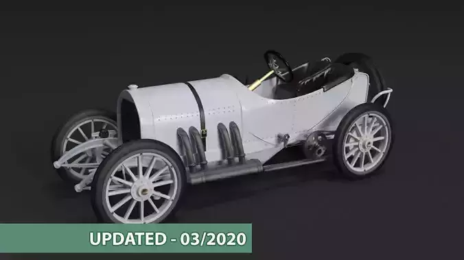 Mercedes GP 1908 oldtimer 3D model Mercedes GP 1908 oldtimer 3D model