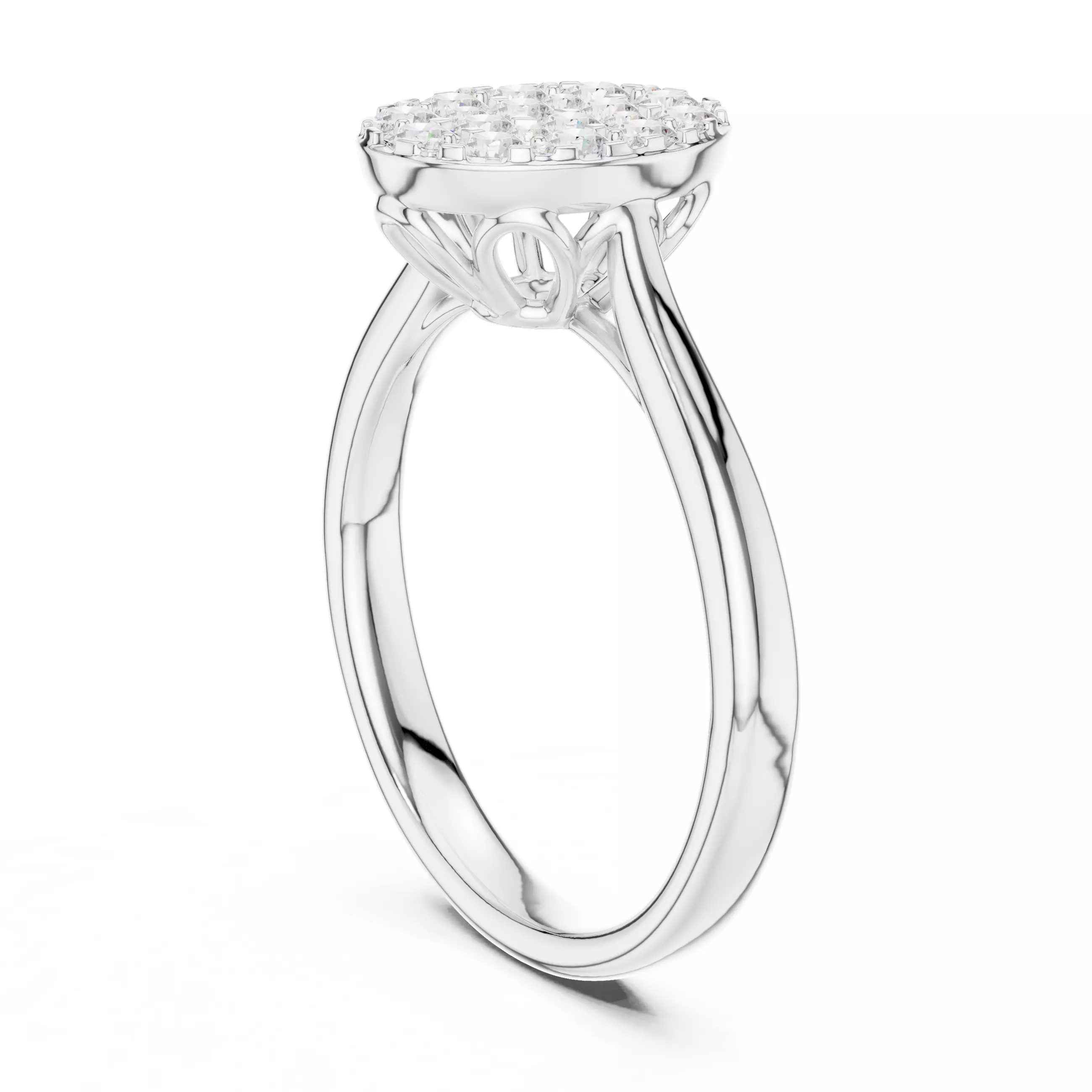 Round Diamond Oval Shape Engagement Ring ALL SIZES STL Video 3D print model_9