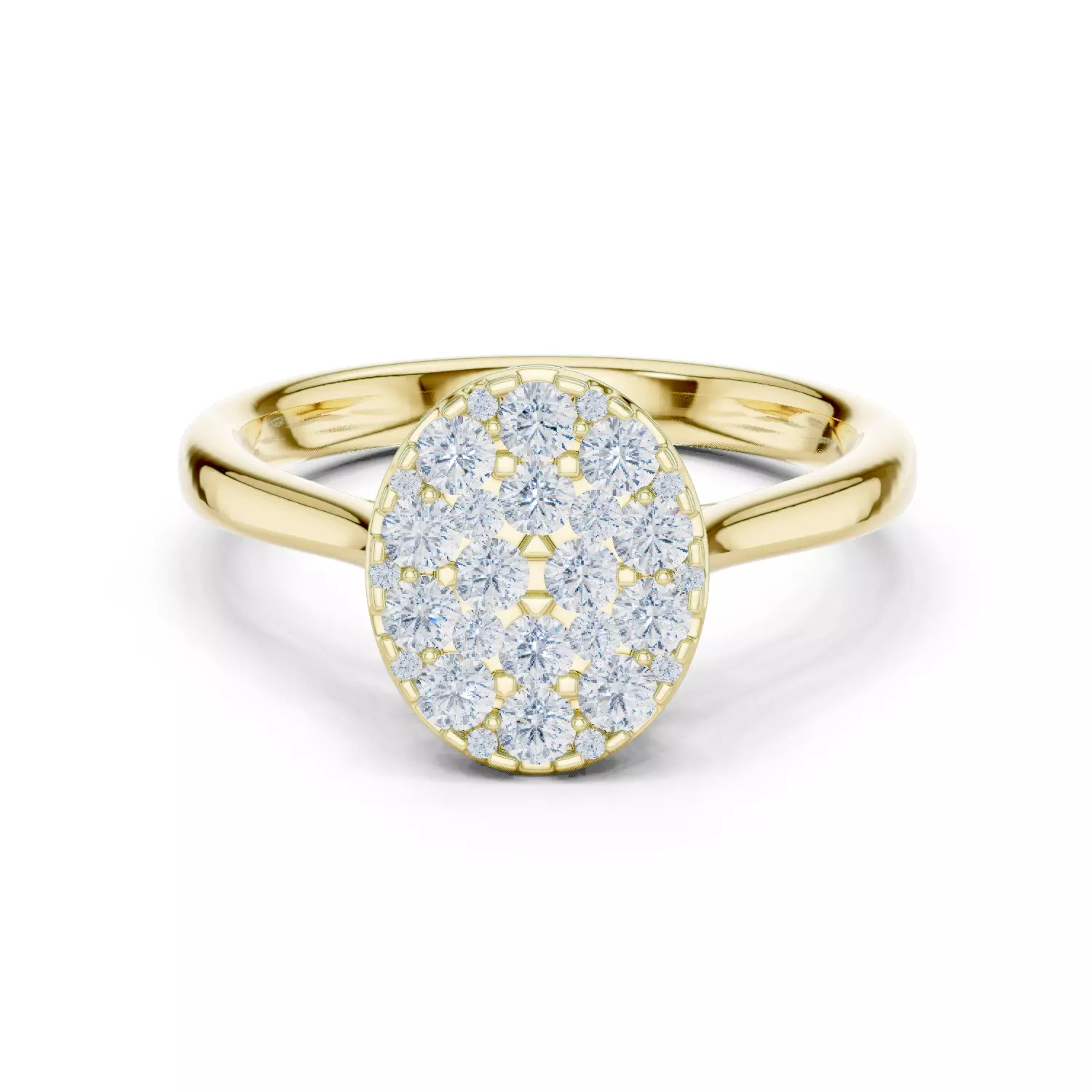 Round Diamond Oval Shape Engagement Ring ALL SIZES STL Video 3D print model_13