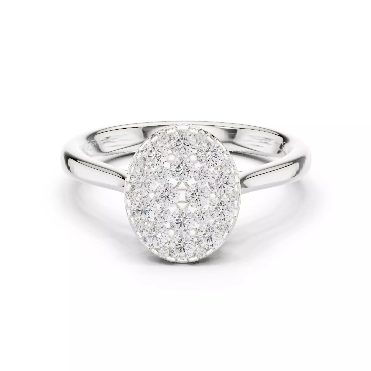 Round Diamond Oval Shape Engagement Ring ALL SIZES STL Video 3D print model_14