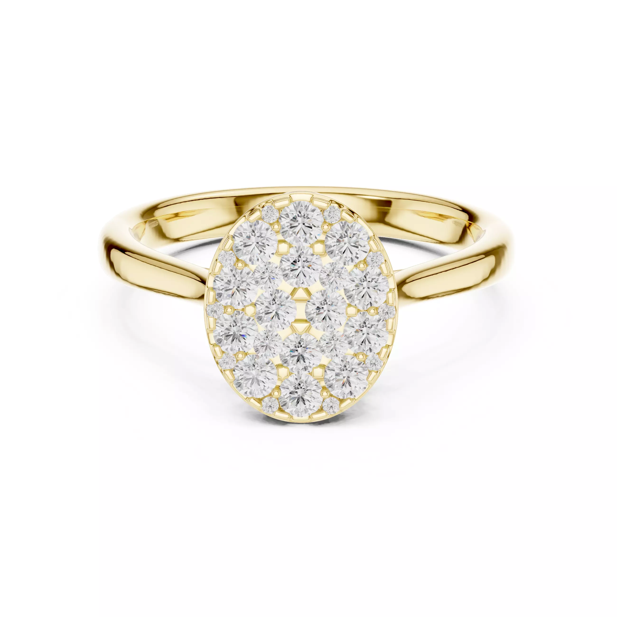 Round Diamond Oval Shape Engagement Ring ALL SIZES STL Video 3D print model_1