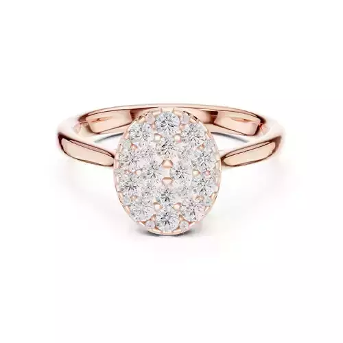 Round Diamond Oval Shape Engagement Ring ALL SIZES STL Video