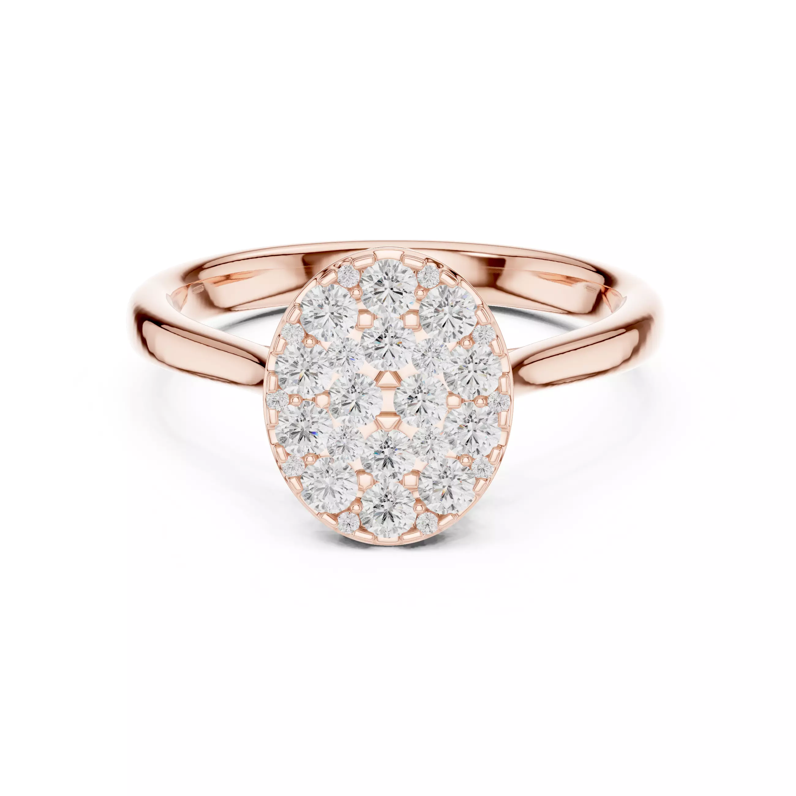 Round Diamond Oval Shape Engagement Ring ALL SIZES STL Video 3D print model_0