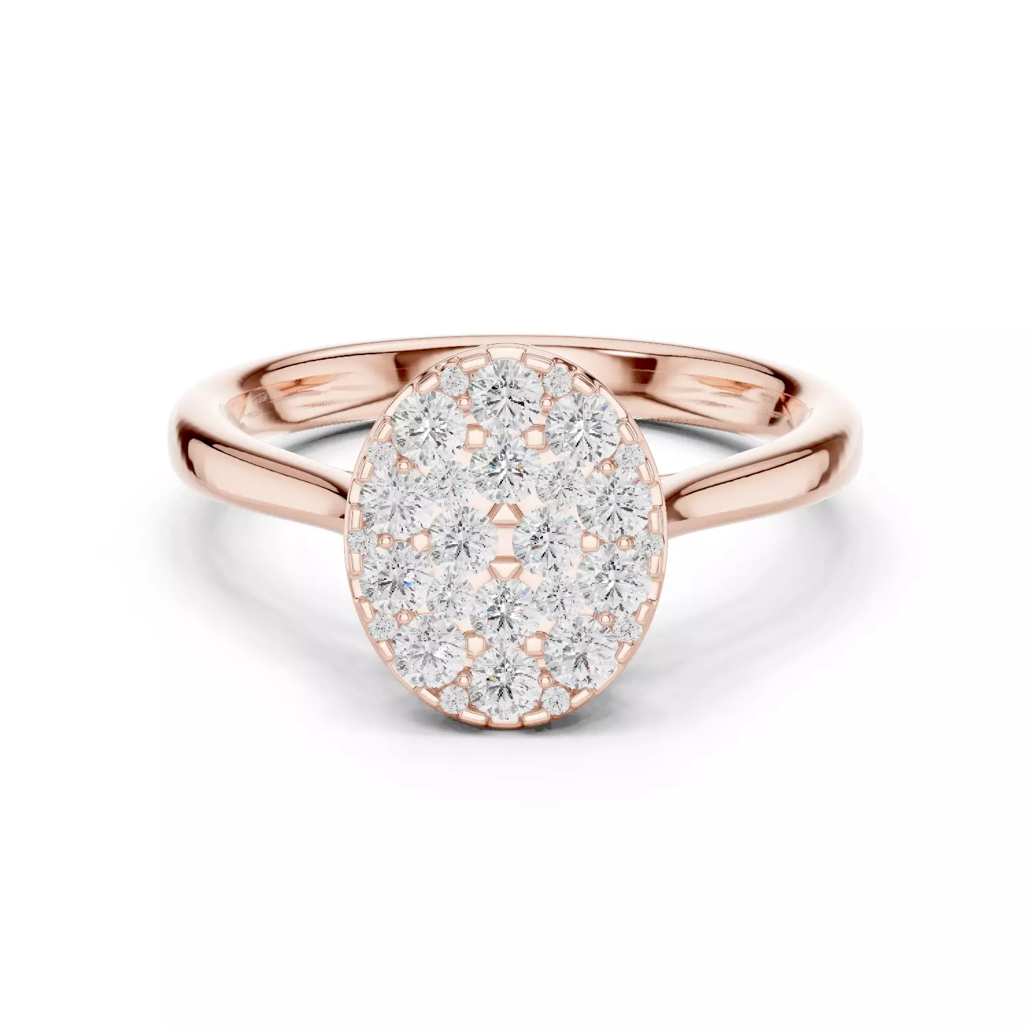 Round Diamond Oval Shape Engagement Ring ALL SIZES STL Video 3D print model_12