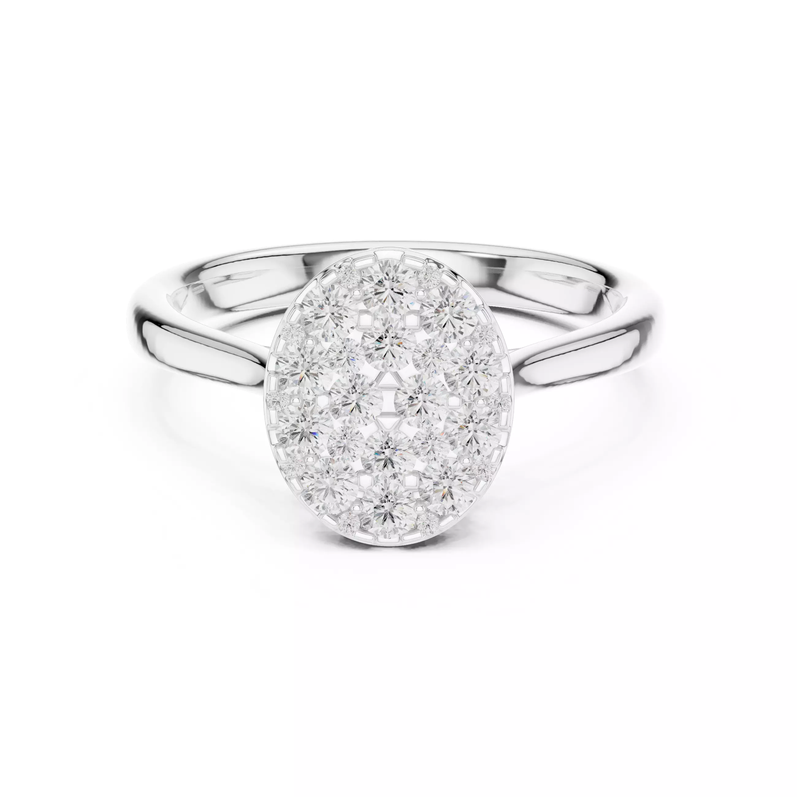 Round Diamond Oval Shape Engagement Ring ALL SIZES STL Video 3D print model_2