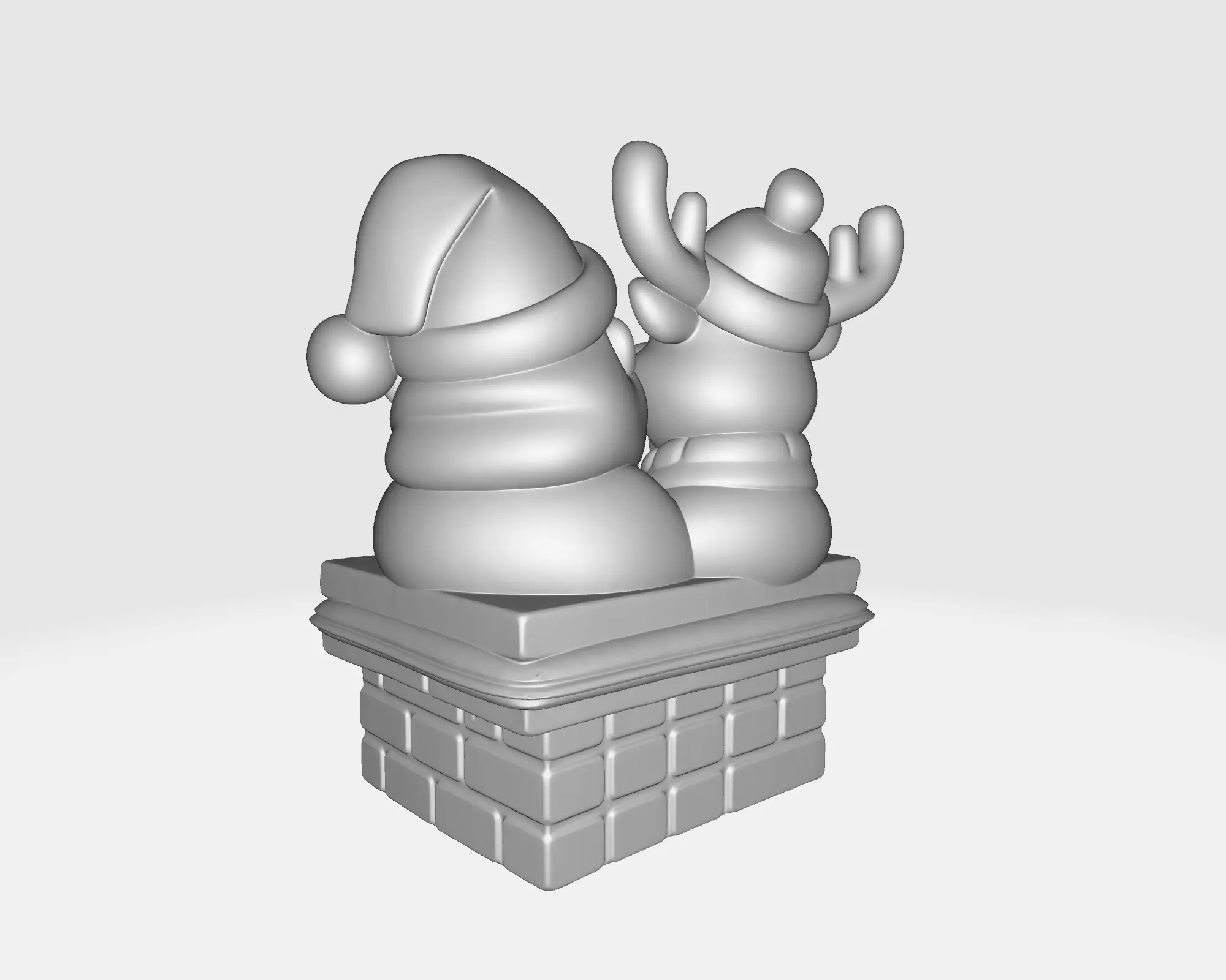 Santa and Reindeer Christmas Chimney Festive Holiday Decoration 3D print model_3