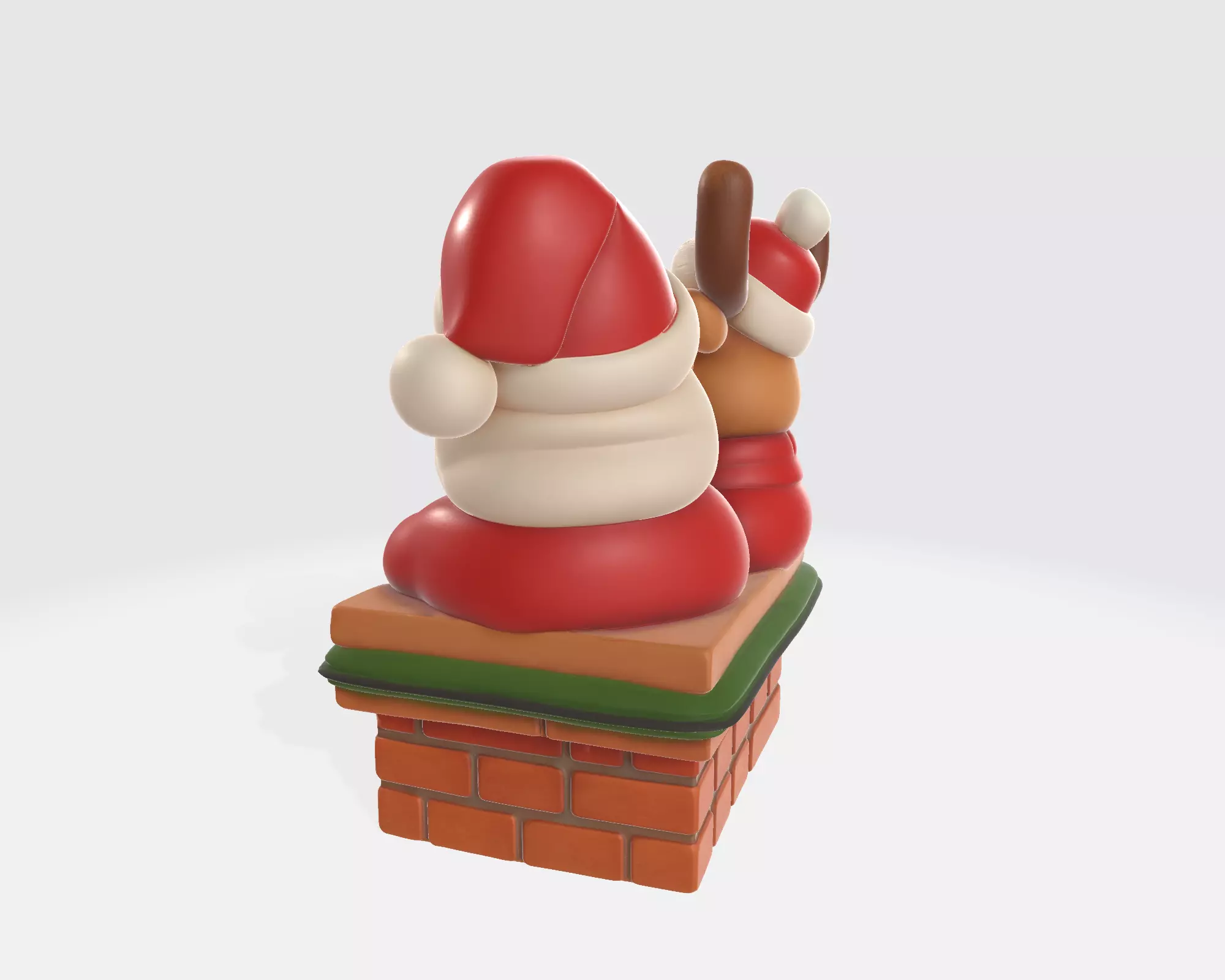 Santa and Reindeer Christmas Chimney Festive Holiday Decoration 3D print model_6