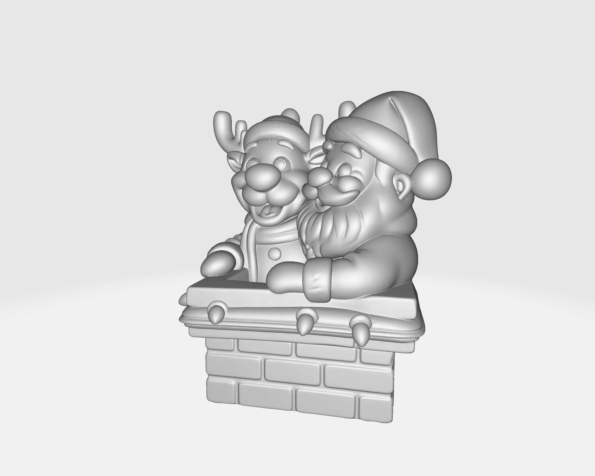 Santa and Reindeer Christmas Chimney Festive Holiday Decoration 3D print model_2