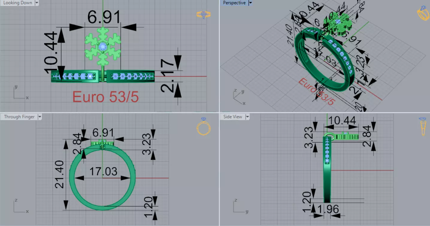 Snow jewelry gold STL 3DM 3D ring jr00282 3D print model_8