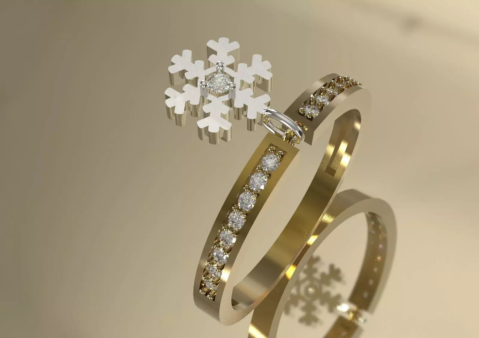 Snow jewelry gold STL 3DM 3D ring jr00282 3D print model_1