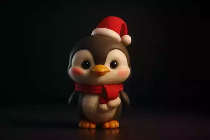 Adorable Christmas Penguin Figurine Holiday Penguin 3D print model