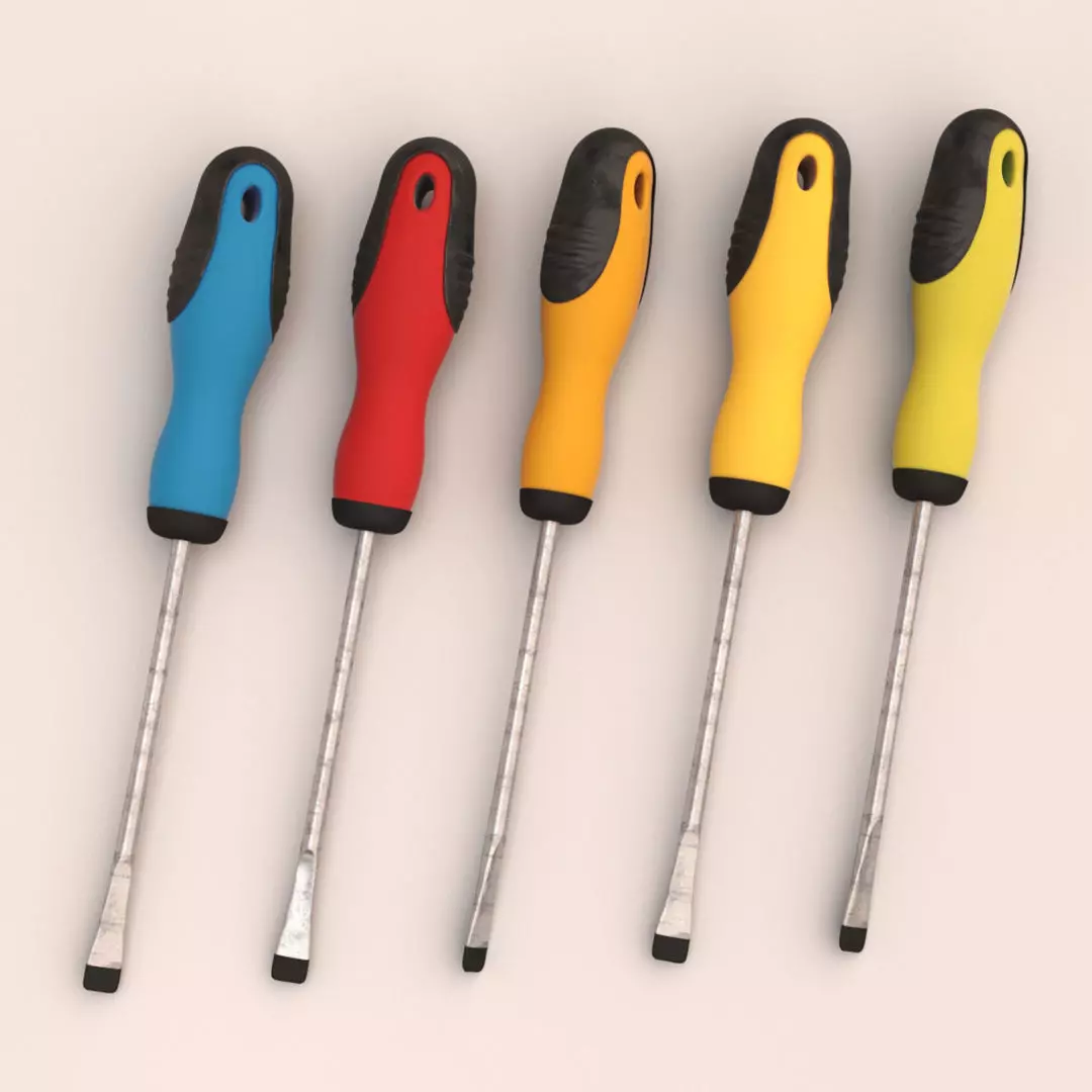 screwdriver set Low-poly 3D model_0