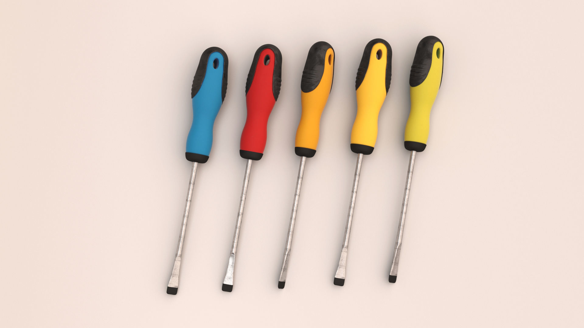 screwdriver set Low-poly 3D model_1