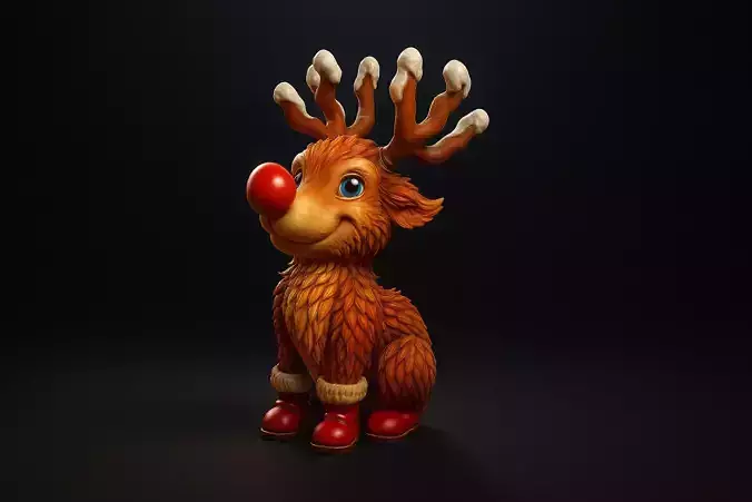 Cute Rudolph Reindeer Christmas Decor Festive Holiday Ornament 3D print model