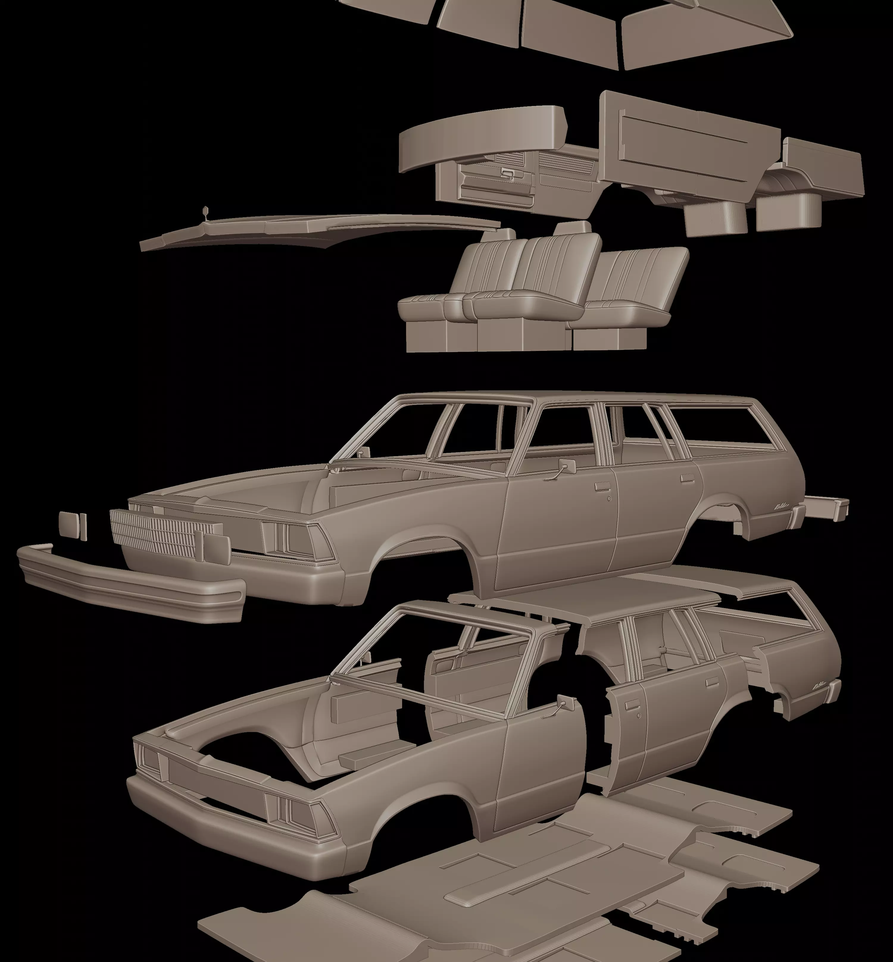 Chevrolet malibu classic 1980 four doors wagon 3D print model_11