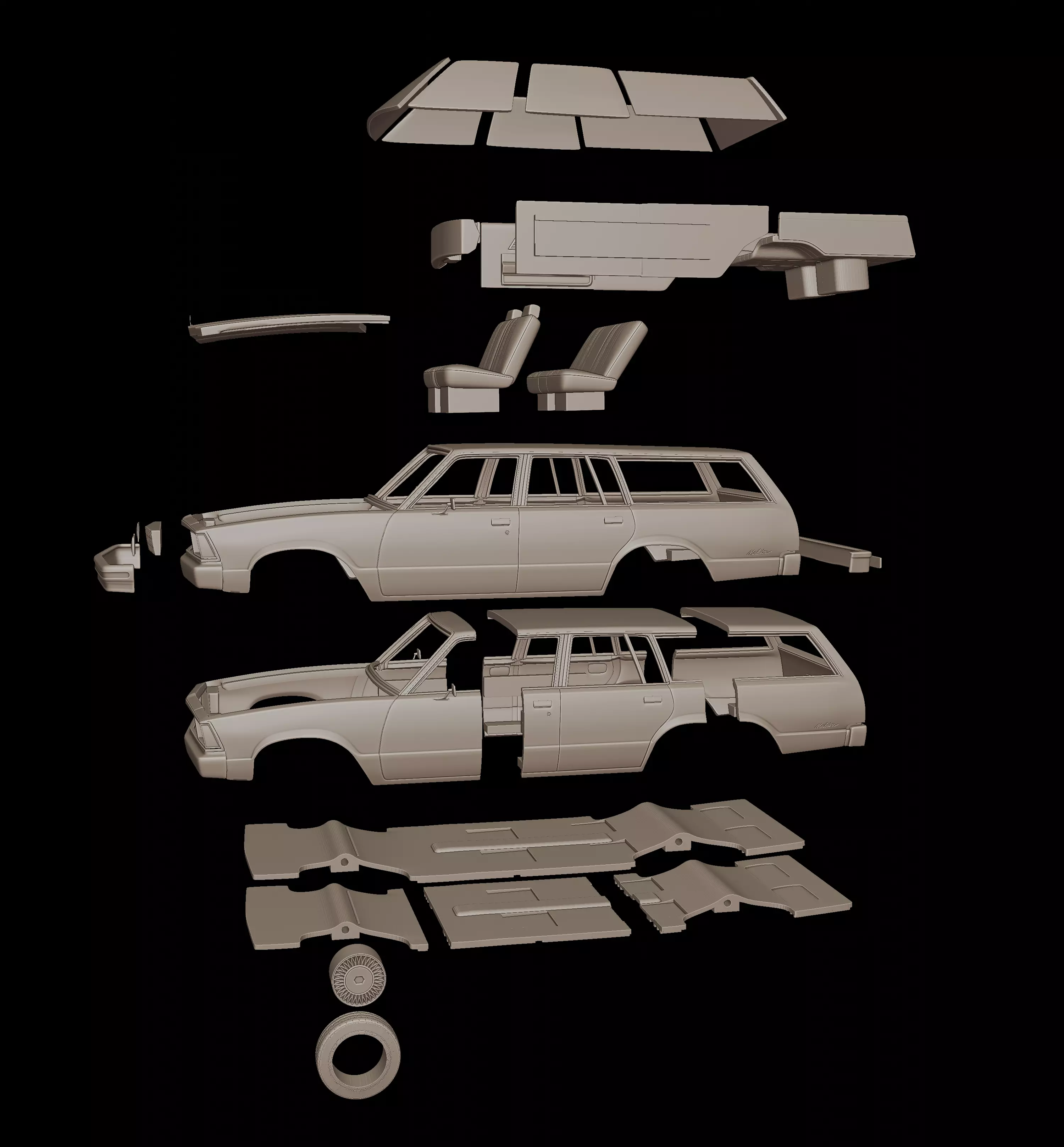 Chevrolet malibu classic 1980 four doors wagon 3D print model_9