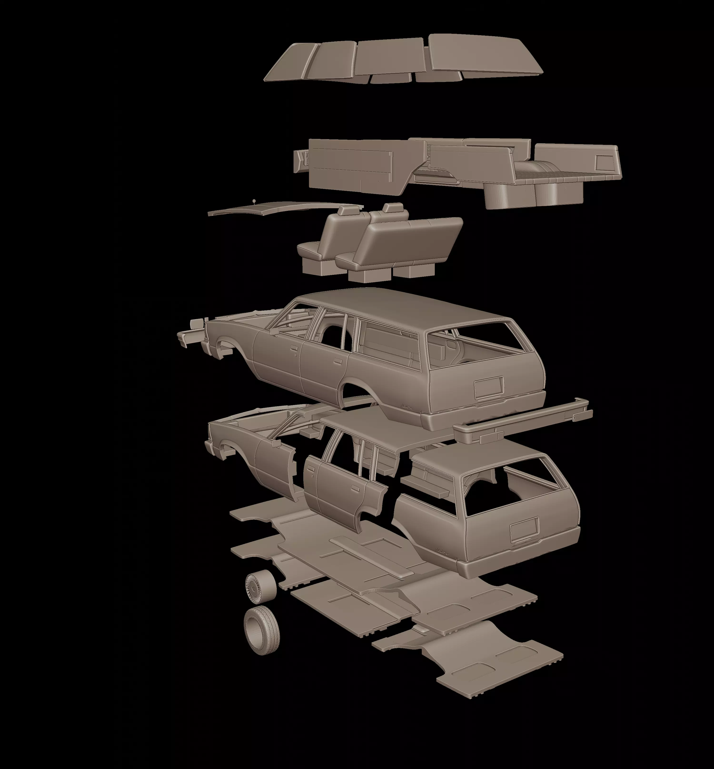 Chevrolet malibu classic 1980 four doors wagon 3D print model_10