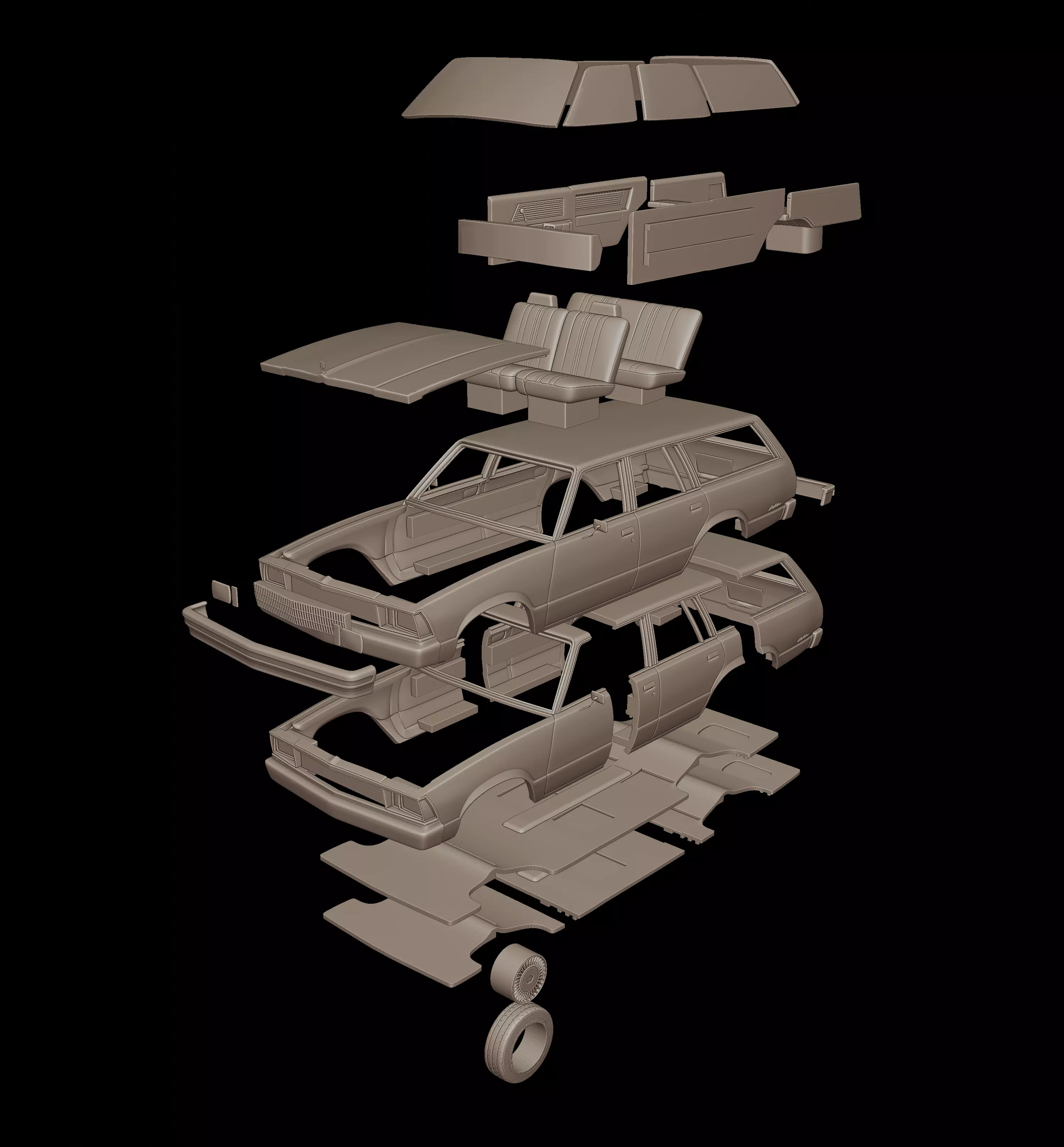 Chevrolet malibu classic 1980 four doors wagon 3D print model_8