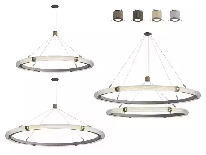JAdams and Co-Strata Circular Pendant Light -900 -1200 -Two Tier 3D Model Collection