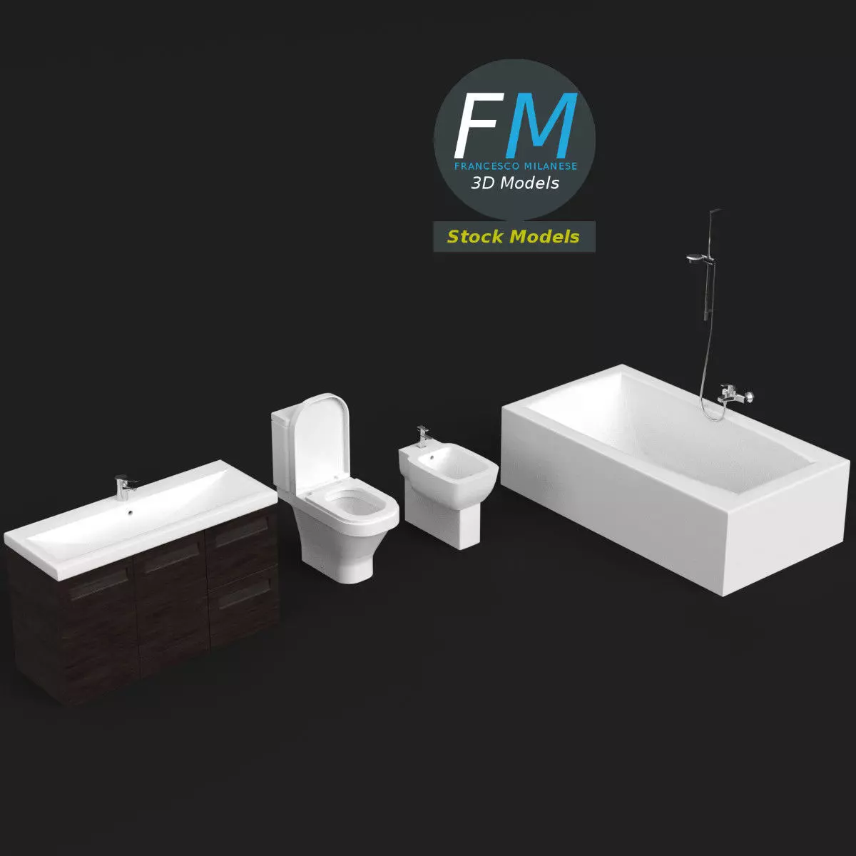 Bathroom set 3D model_0