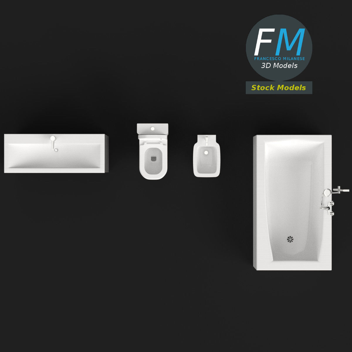 Bathroom set 3D model_6