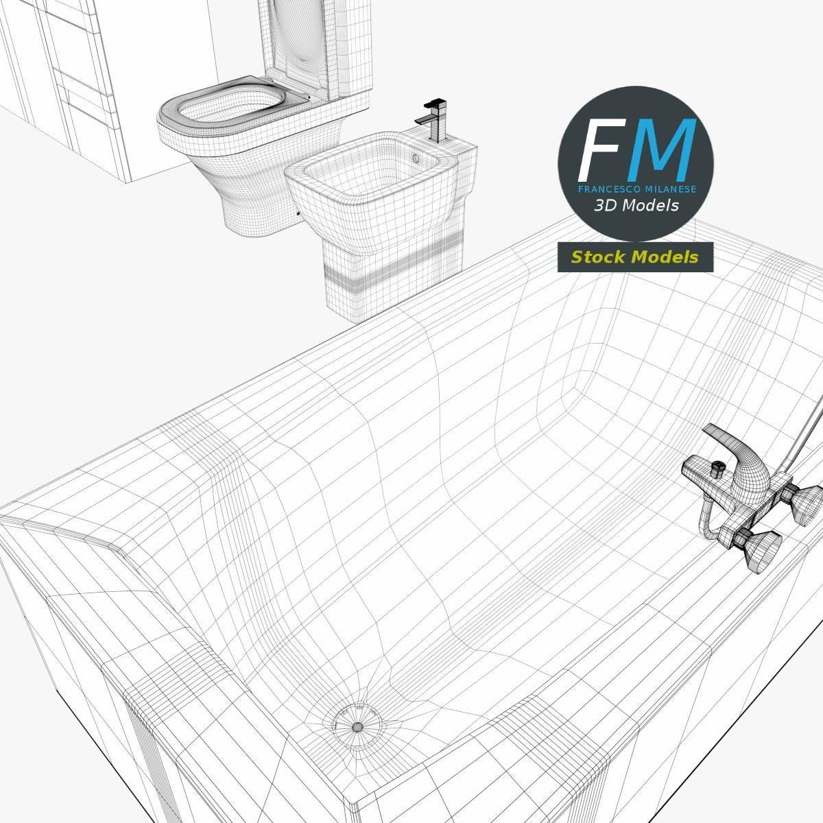 Bathroom set 3D model_8
