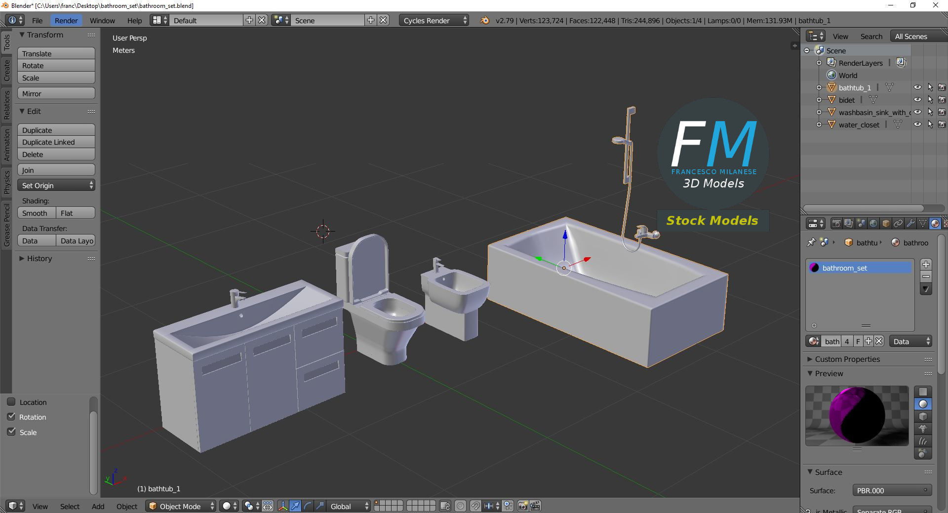 Bathroom set 3D model_9