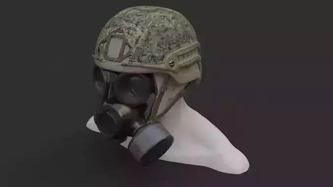 Military helmet and Gas mask 3D model