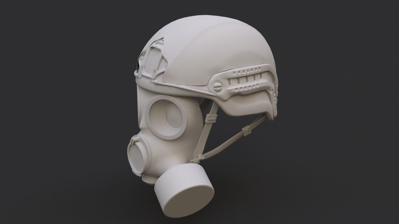 Military helmet and Gas mask 3D model_6
