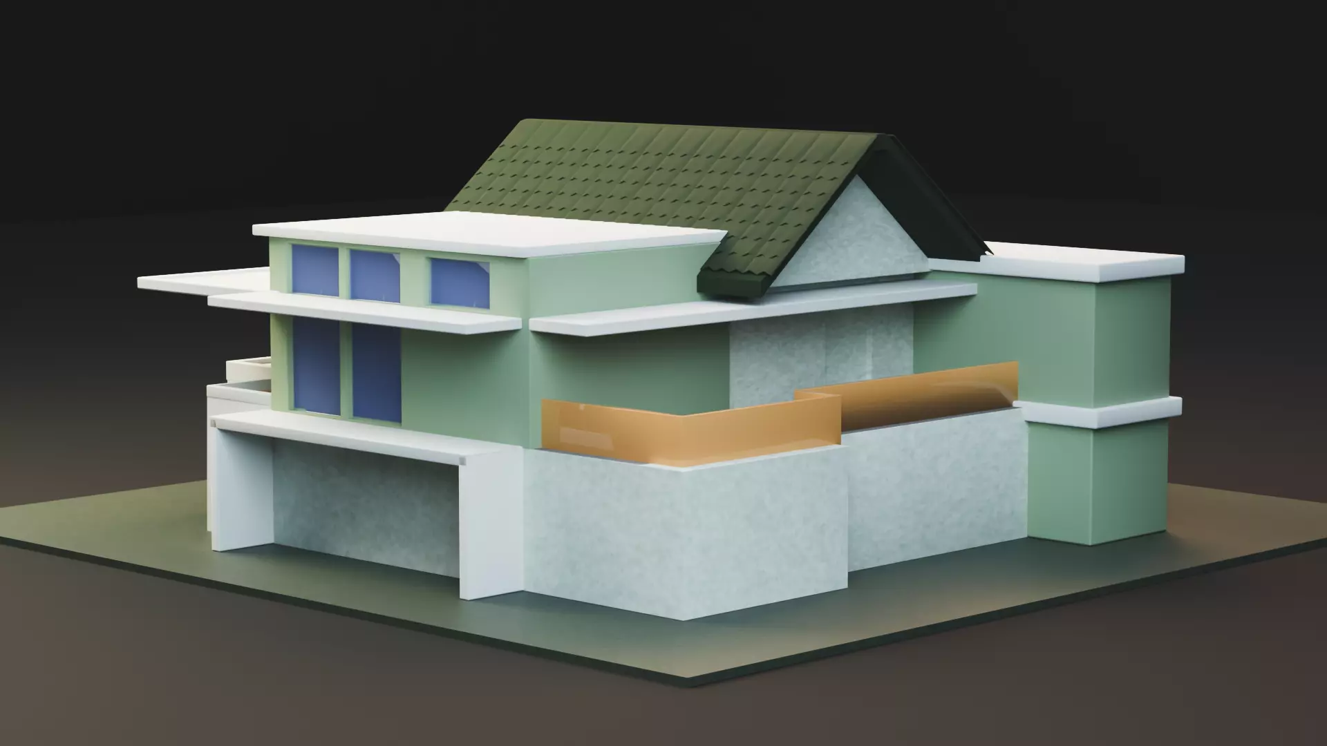 Modern Two-Storey House UV Unwrapped 3D Architectural Model Low-poly 3D model_5