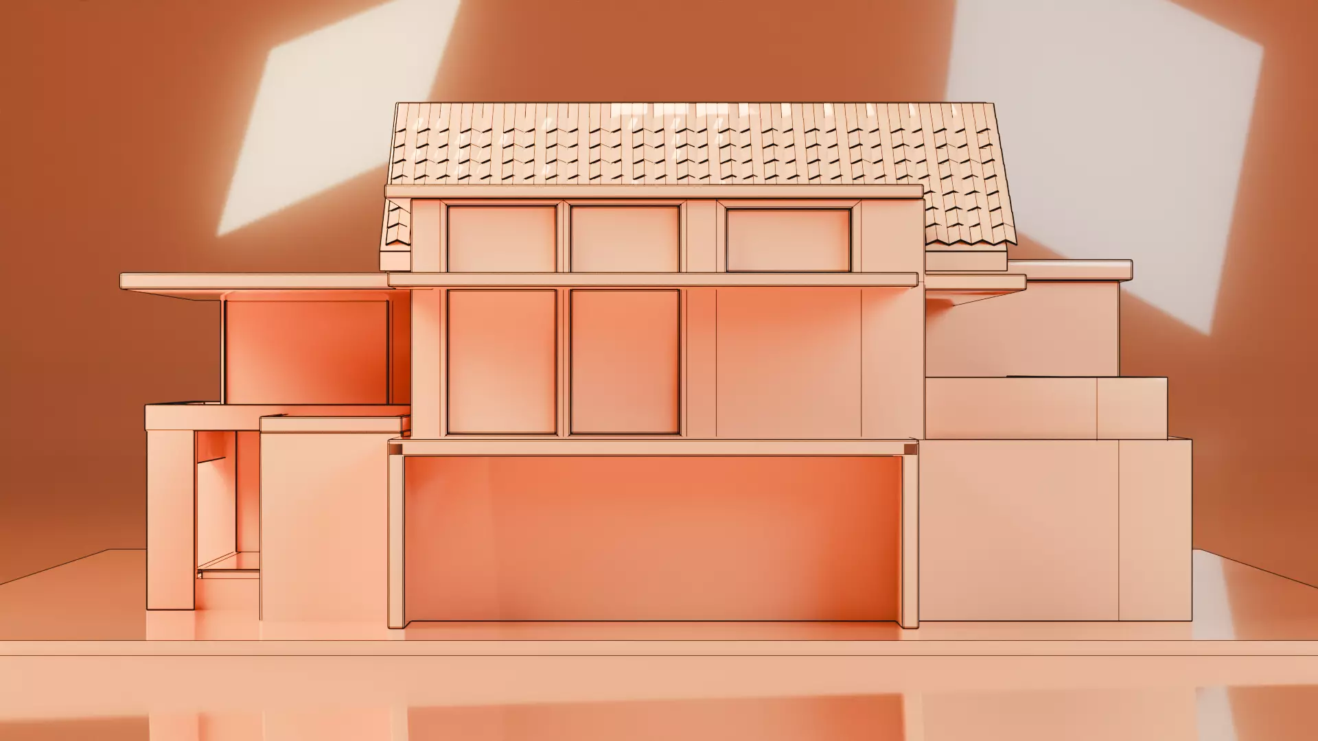 Modern Two-Storey House UV Unwrapped 3D Architectural Model Low-poly 3D model_17